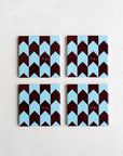 Mika Ceramic Coasters in Seafoam Chevron