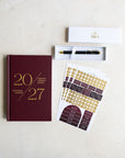 2027 Plan & Shine Set in Merlot: planner, sticker pack and Luxe Pen