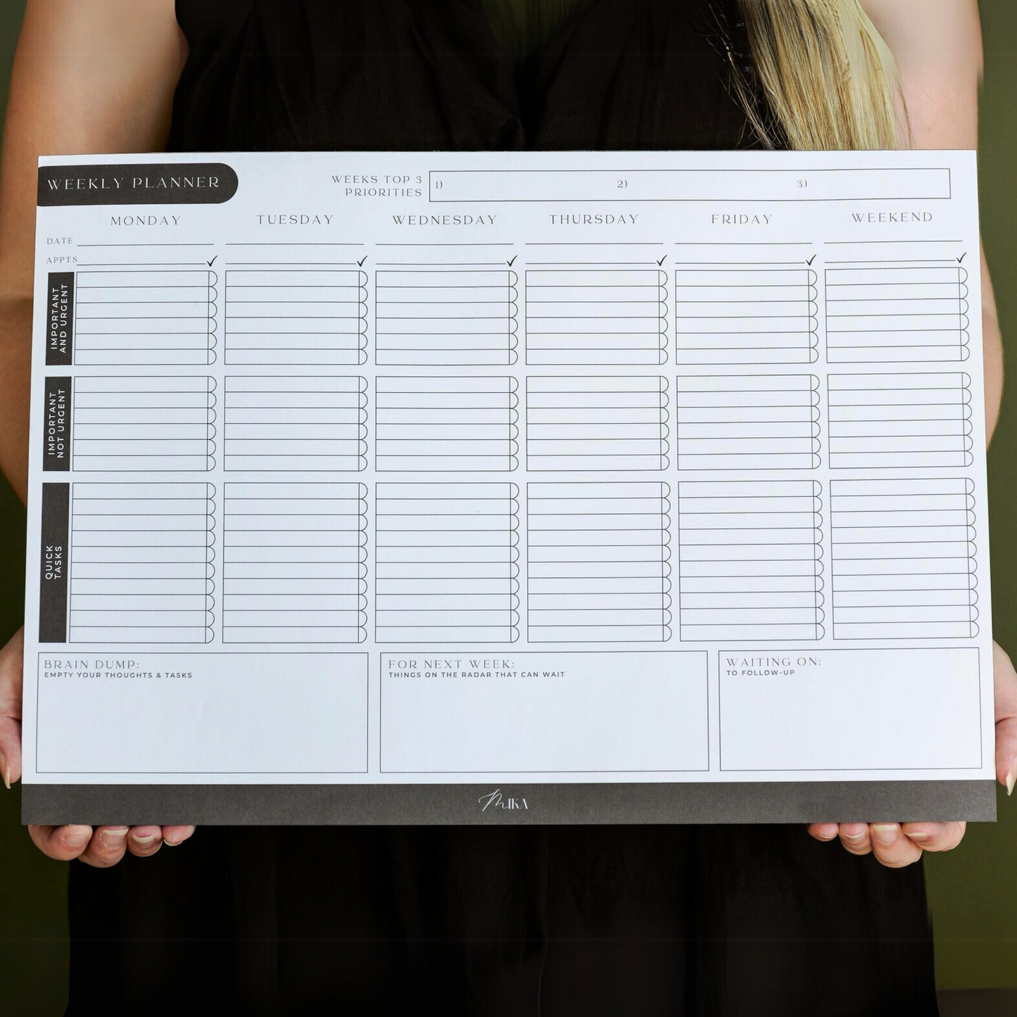 A3 Weekly Desk Planner - Priority Planner