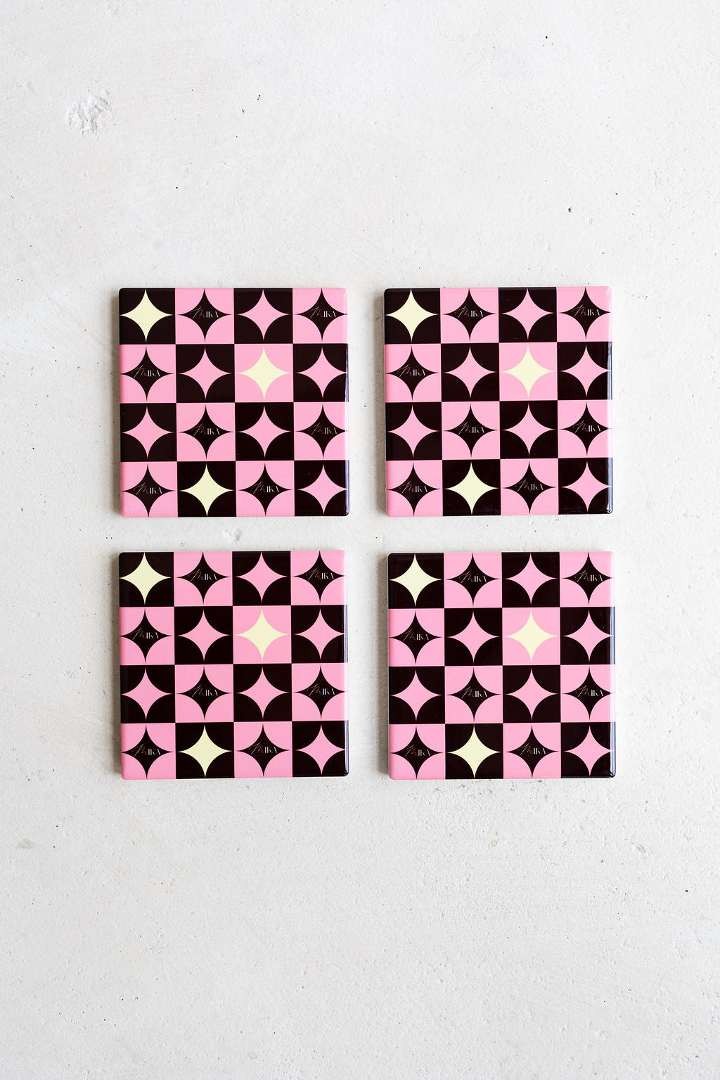 Mika Ceramic Coasters in Blossom Sparkle