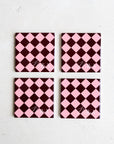Mika Ceramic Coasters in Blossom Check
