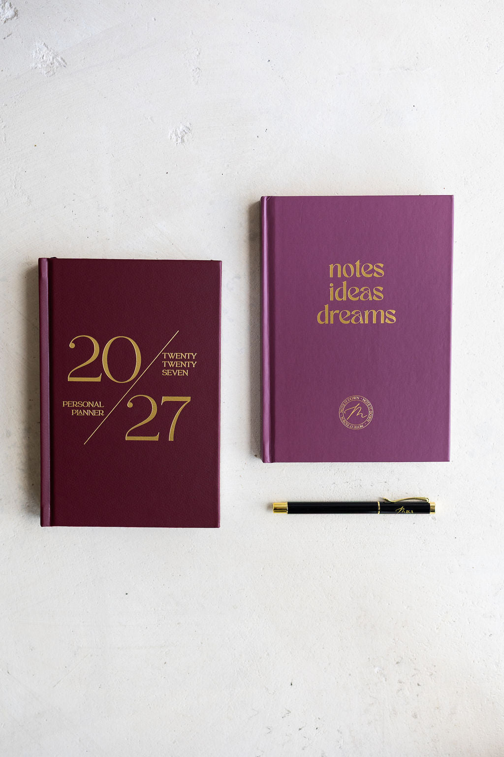 2027 Plan & Dream Set in Merlot: planner, notebook and Luxe Pen