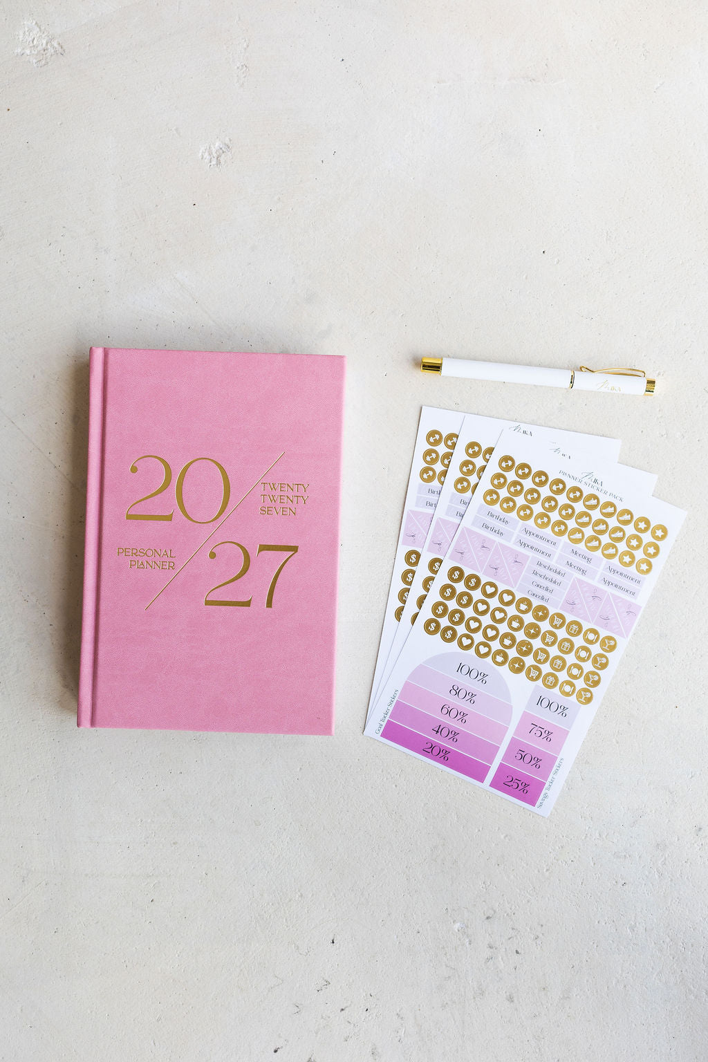 2027 Plan & Shine Set in Blossom: planner, sticker pack and Luxe Pen